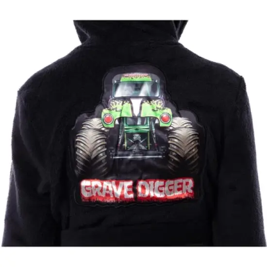 Monster Jam Toy Trucks Boys' Graphic Fleece Plush Hooded Robe Bathrobe Black image {3}
