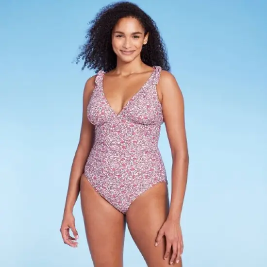 Women's Shoulder Tie Full Coverage One Piece Swimsuit - Kona Sol&trade; Multi image {2}