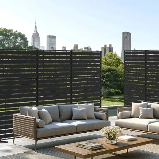 PexFix 72 in. H x 47 in. W Black Outdoor Metal Privacy Screen image {5}