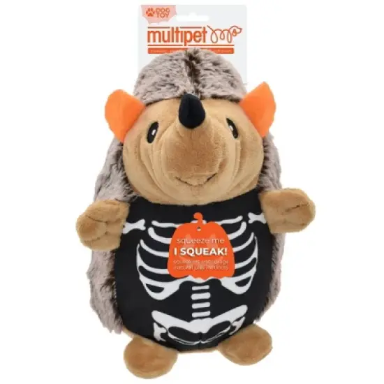 Multipet Hedgehog Skeleton Dog Interactive Plush Toy - White/Tan/Black image {4}