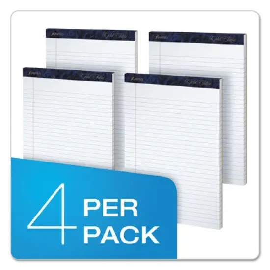 Ampad Gold Fibre Writing Pads, Wide/Legal Rule, 50 White 8.5 x 11.75 Sheets, 4/Pack image {6}