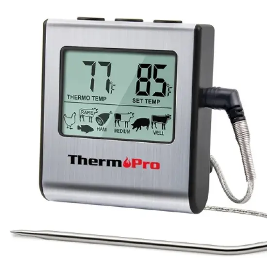 ThermoPro TP16W Digital Meat Cooking Smoker Kitchen Grill BBQ Thermometer with Large LCD Display image {8}