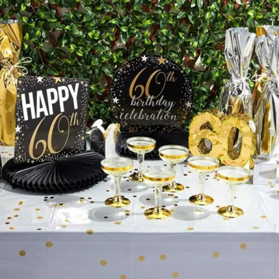 Mini Number Pinata 60 for 60th Birthday & Anniversary, Gold Foil image {1}
