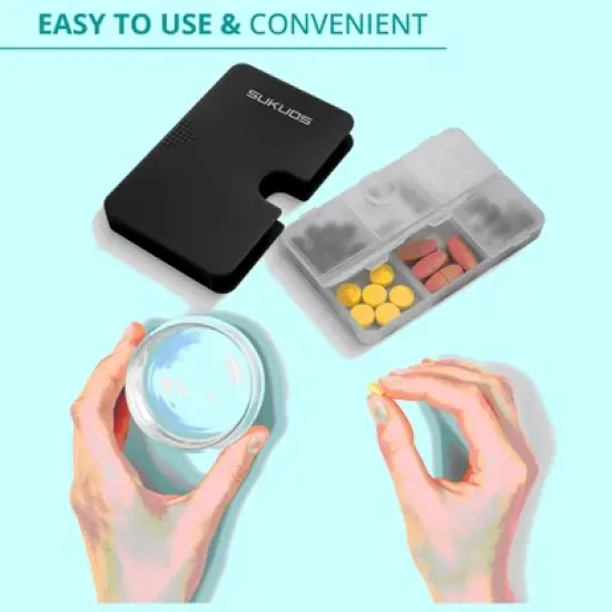 Sukuos Slim Pill Organizer 1 Pack, 4 Compartments, Portable Travel Pill Box, Vitamin Holder, Easy to Open Medicine Dispenser image {7}