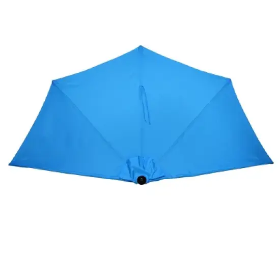Half Round Patio Umbrella with Easy Crank &ndash; Compact 9ft Semicircle Outdoor Shade Canopy for Balcony, Porch, or Deck by Nature Spring (Blue) image {3}