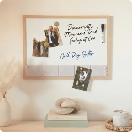 U Brands 17"x23" Thin MDF Frame Dry Erase Combo with Molded Felt Bulletin Value Pack Natural/Beige image {1}