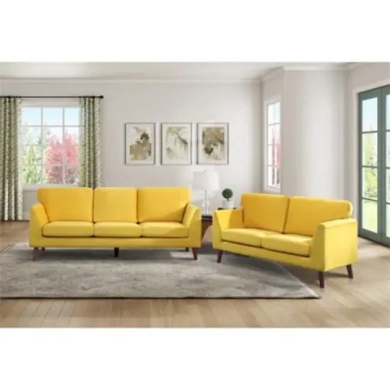 Tolley Velvet Loveseat in Yellow - Lexicon image {2}