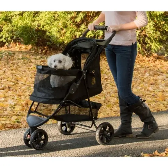 Pet Gear No-Zip Special Edition Dog Stroller - Gold/Black - S/M image {5}