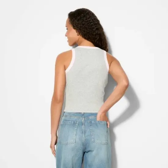 Women's Teddy Bear Graphic Tank Top - Light Gray image {2}