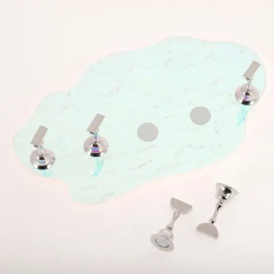 Unique Bargains Polygonal Nail Display Stand Colorful Silver Tone 1 Set image {2}