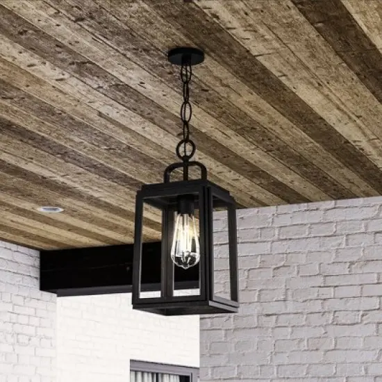 Urban Ambiance Luxury Farmhouse Outdoor Pendant 15.375''H x 7''W,  Midnight Black Finish,  Macon Collection, UHP1388 image {8}