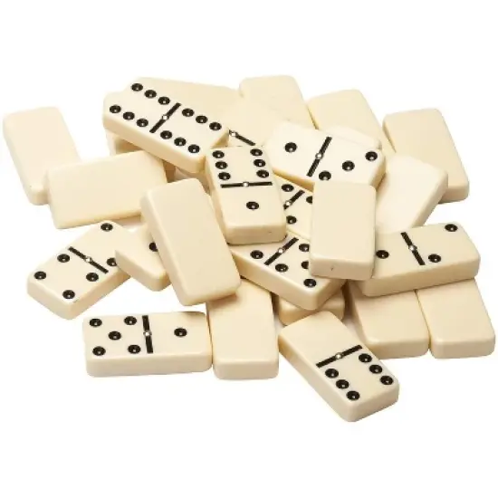 WE Games Double Six Dominoes with Spinners - Ivory Tiles, Club Size image {1}