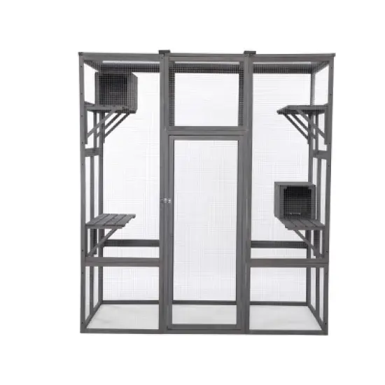 AZL1 Life Concept Pet Crates and Houses Multi Tiered Climbing Platforms Secure Enclosure for Multiple Cats, Gray, 62.4"*32.4"*70" image {4}