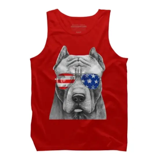 Men's Design By Humans American Pitbull With Sunglasses By Tank Top image {4}