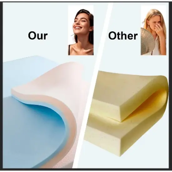 Twolike 2 Inches Medium Feeling Memory Foam Mattress  Topper Infused Gel for Cool & Comfort Sleep, Fit for All Sleep Position image {6}