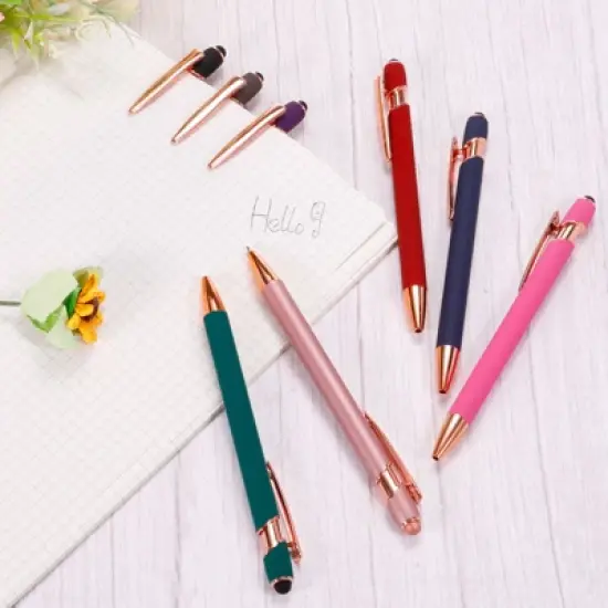 Unique Bargains Metal Black Ink Medium Screen-touching Tip Ballpoint Pen Style 2 12 Pcs image {4}