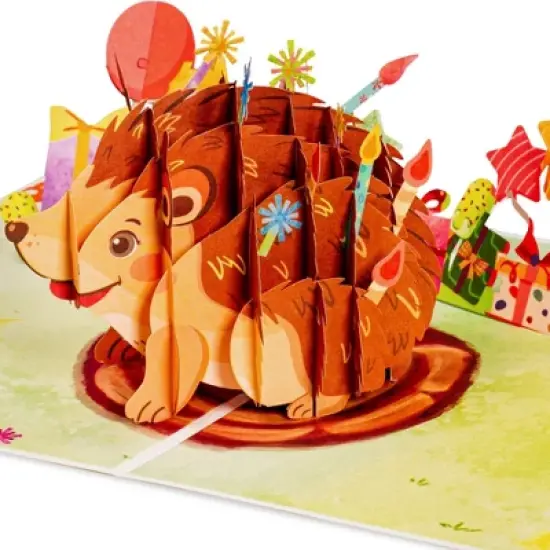 Paper Love Frndly 3D Birthday Pop Up Card, Birthday Hedgehog, Handcrafted - 100% Recycled and Eco-Friendly, 8" x 6" Cover image {7}