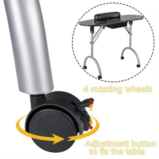 LEIBOU Professional 36 Inch Foldable Manicure Nail Technician Table with Removable Wrist Rest Cushion, Drawer, and Carrying Bag, Pattern image {3}