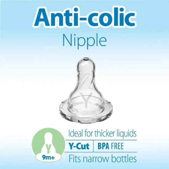 Dr. Brown's Y-Cut Narrow Baby Bottle Silicone Nipple - Ideal for Thicker Liquids - 6pk - 9m+ image {2}