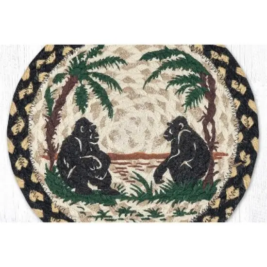 Earth Rugs Gorilla Silhouettes Printed Round Jute Trivet &ndash; 10" Wildlife-Inspired Heat-Resistant Eco-Friendly Braided Table Accent image {1}
