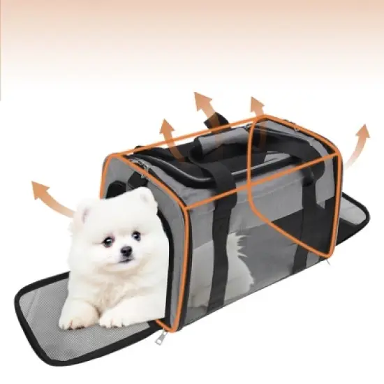 Unique Bargains Breathable Mesh Design Pet Carrier Grey 1 Pc image {4}