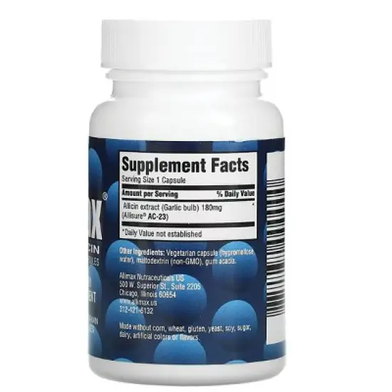 Allimax 100% Allicin 180 mg 30 Veg Capsules image {1}