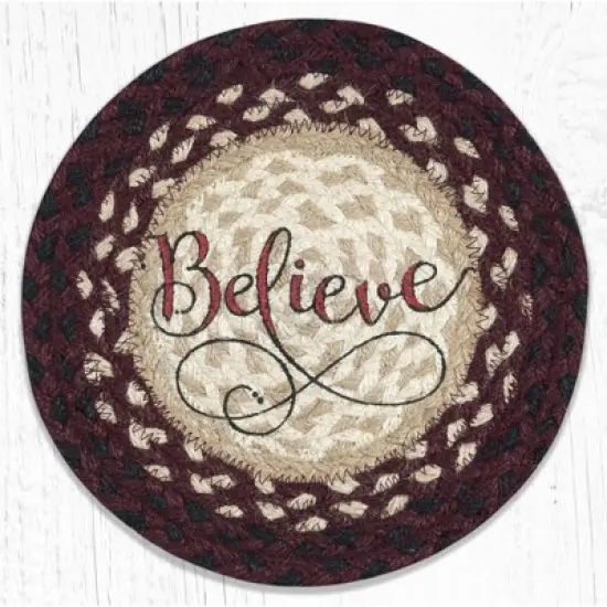 Earth Rugs Believe Printed Round Trivet 10"x10" Heat-Resistant Kitchen Accessory image {3}
