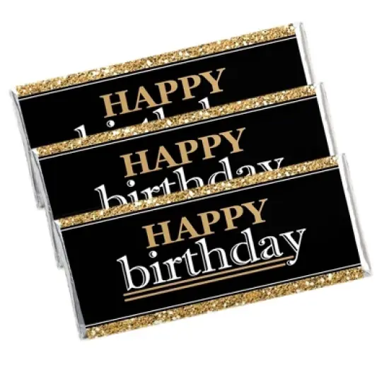 Big Dot of Happiness Adult Happy Birthday - Gold - Candy Bar Wrappers Birthday Party Favors - Set of 24 image {2}
