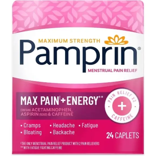Pamprin Maximum Strength Max Pain and Energy Formula Menstrual Period Symptoms 24 Caplets image {5}