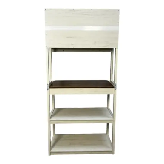 INFURNIC Kitchen Racks Modern Bakers Rack with Adjustable Shelves and Storage for Stylish Kitchen Use, Brown White, 31.5"*15.75"*66.93" image {4}