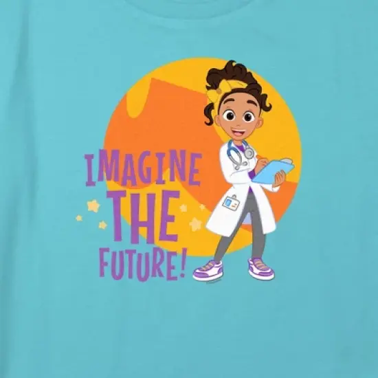 Girl's Blippi Meekah Imagine the Future Crop Top T-Shirt image {1}