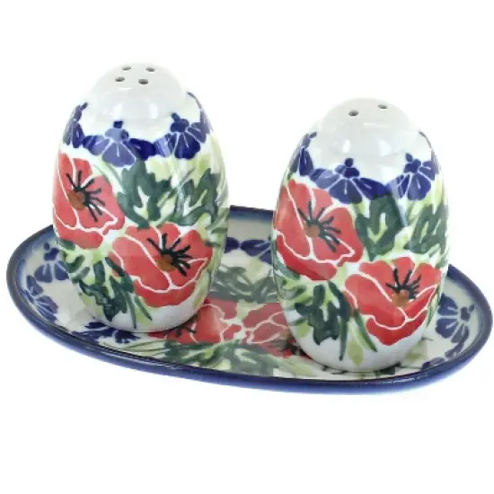 Blue Rose Polish Pottery 2D WR Unikat Salt & Pepper Shakers image {1}