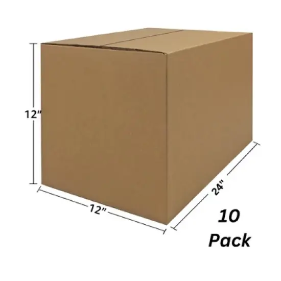 UOFFICE Pack of 10 Corrugated Boxes 24" x 12" x 12" Cardboard Shipping Boxes image {2}