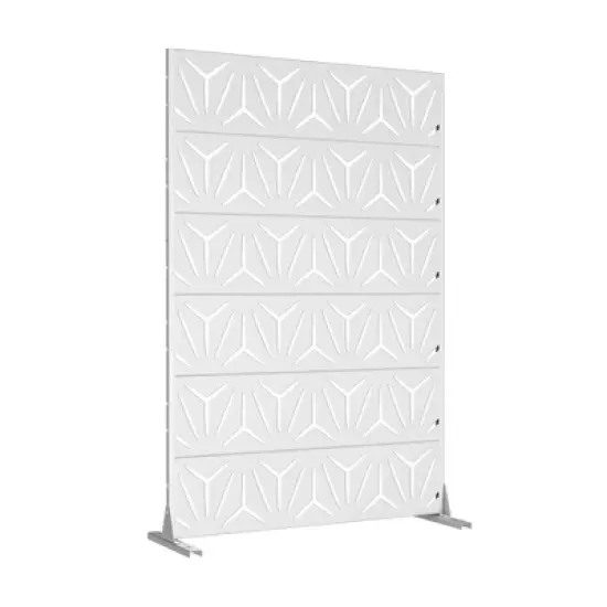 46.8in.W x 71.37in.H White Galvanized Sheet Outdoor Private Screen Decorative Art Panel image {2}