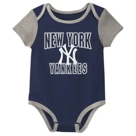 MLB New York Yankees Infant Boys' White Pinstripe 3pk Bodysuits image {3}