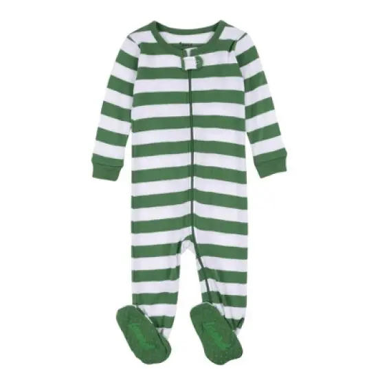 Leveret Kids Footed Cotton Striped Christmas Pajamas image {6}