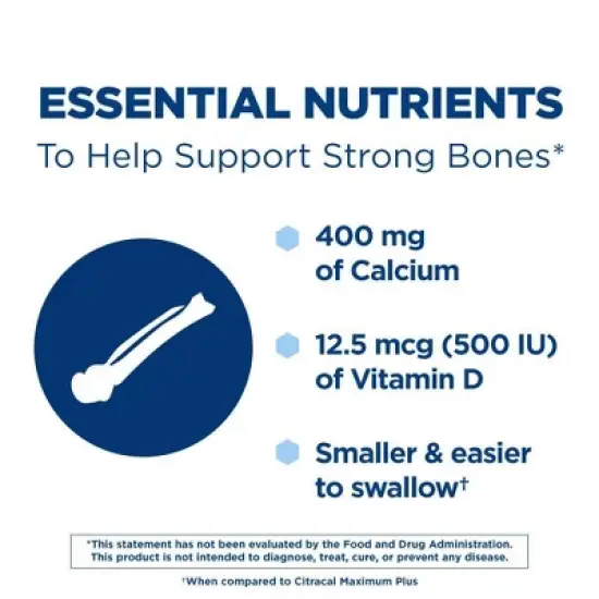 Citracal Petites Calcium Supplement with Vitamin D3, Dietary Supplement for Bone Health Support Coated Caplets - 200ct image {4}