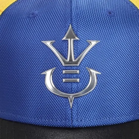 Dragon Ball Z Vegeta Super Saiyan Crest Men's Blue & Yellow Precurve Snapback Hat image {2}