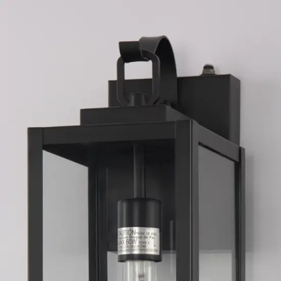 DORESshop 18 in. 2-Pack Large Black Dusk to Dawn Outdoor Waterproof Lantern Wall Lights with Clear Glass Shade T30 Bulbs Included image {8}