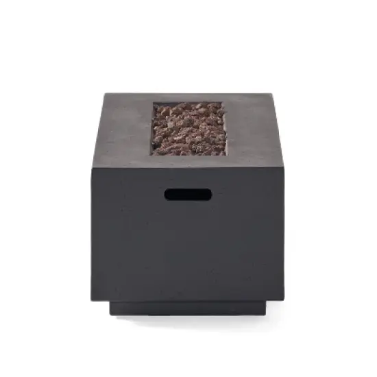 Aidan Outdoor 40000 BTU Light Weight Concrete Rectangular Fire Pit Dark Gray - Christopher Knight Home image {3}