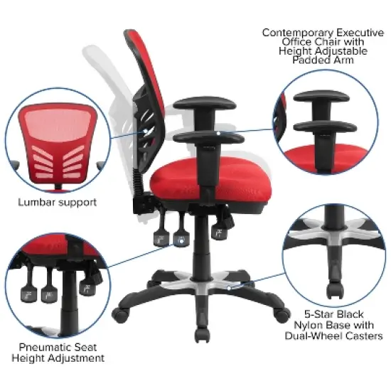 Emma and Oliver Mid-Back Mesh Triple Paddle Swivel Ergonomic Office Chair with Adjustable Arms image {2}