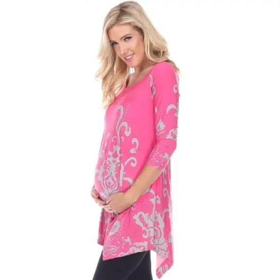 Maternity Scoop Neck Ganette Tunic with Pockets - White Mark image {8}