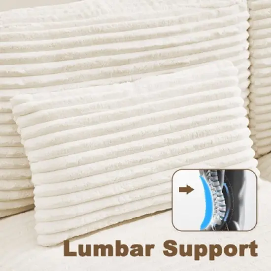 HYLEORY 154'' Sectional Sofa , Indoor Furniture Convertible Modular Corduroy Sectional Sofa for Living Room image {4}