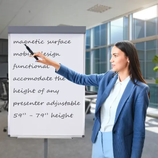 Sunnydaze Adjustable Height Magnetic Mobile Whiteboard and Flipchart Easel - 59" to 78" H image {6}