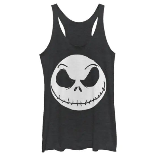 Women's The Nightmare Before Christmas Halloween Jack Skellington Big Face Racerback Tank Top image {3}