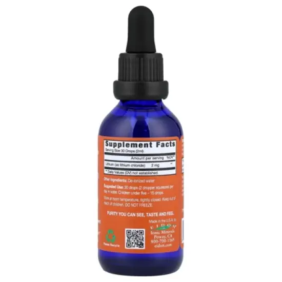 Eidon Ionic Minerals Lithium, Liquid Concentrate, 2 oz (60 ml) image {1}