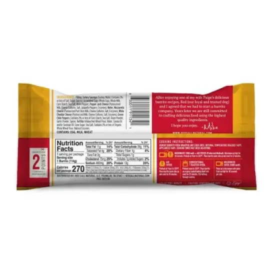 Red's Frozen Turkey Sausage Breakfast Burrito - 4oz/4ct image {2}