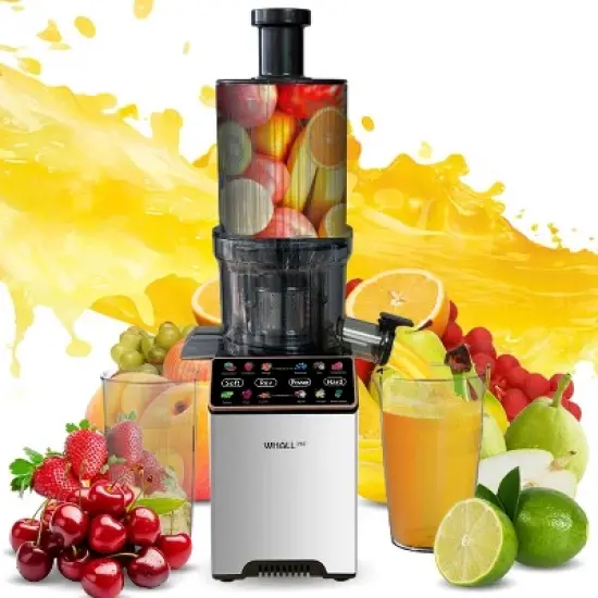 WHALL&reg; Cold Press Juicer Machine with Touchscreen, Slow Masticating Machines with 4.5" Extra Large Feed Chute, Reverse Function, Soft & Hard Models image {11}