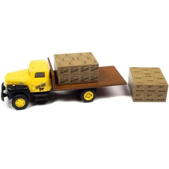 1954 IH R-190 Flatbed Truck Yellow and Two Shipping Crate Loads "Kow-Kare" 1/87 (HO) Scale Model by Classic Metal Works image {1}