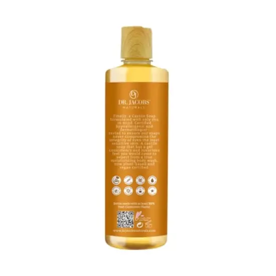 Dr. Jacobs Naturals Plant-Based Castile Body Wash Gel- Orange & Ginger- Hypoallergenic- Dermatologist Tested image {4}